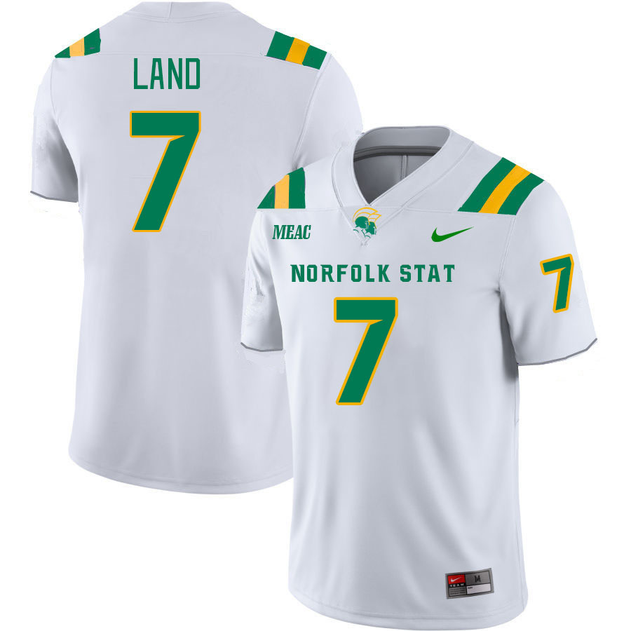 Men-Youth #7 Tayvion Land Norfolk State Spartans 2023 College Football Jerseys Stitched-White